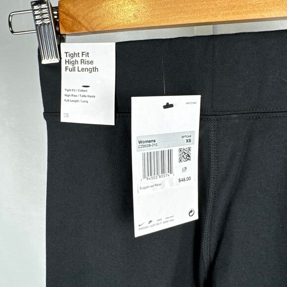 Nike Tight Fit High Rise Full Length Black Leggings NEW Ladies Size XS - Picture 4 of 6